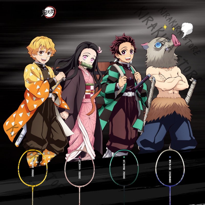 Badminton Anime - 鬼滅の刃 竈門炭治郎 竈門禰豆子 我妻善逸 嘴平伊之助 バドミントンラケット