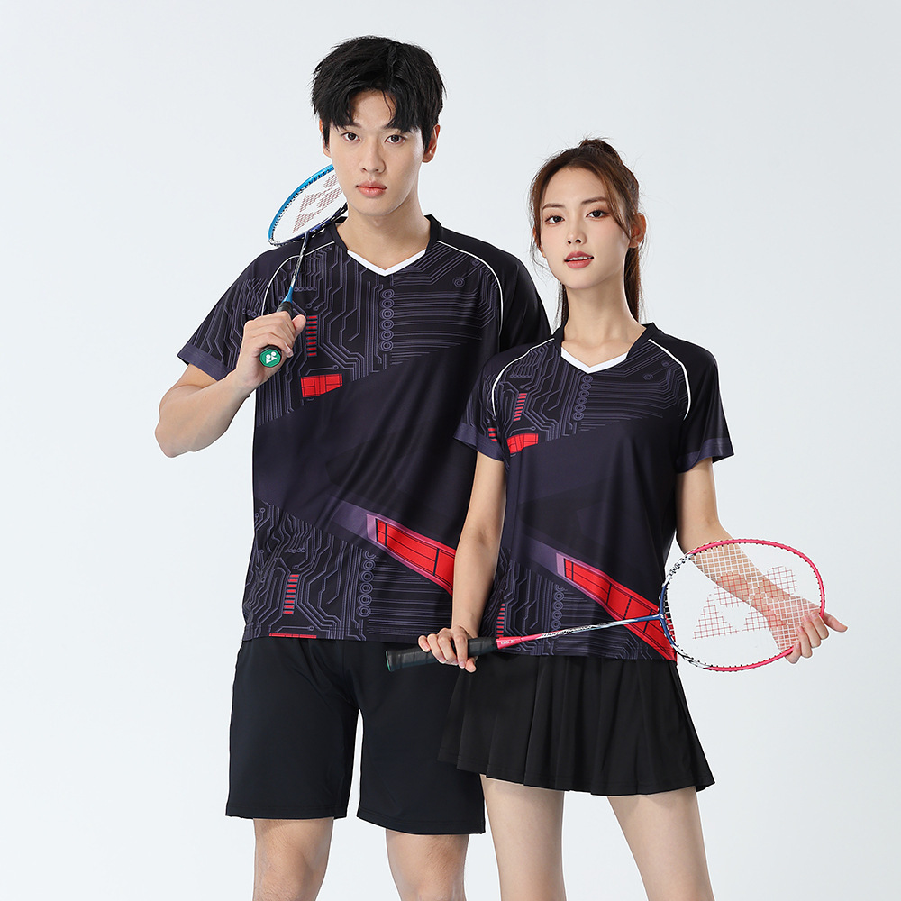 Badminton Outfit - 女性ツーピースバドミントンセット卓球シャツ通気性男性テニス衣装バレーボールトレーニング競技チームユニフォーム