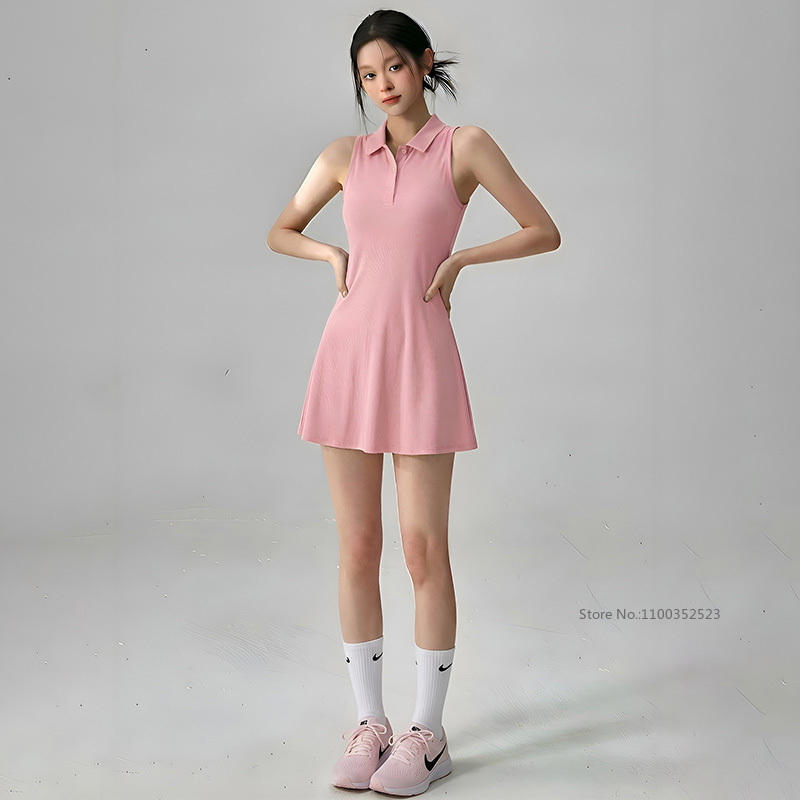 女性テニスゴルフドレスノースリーブポロドレスショートパンツと - Badminton Outfit のレビューと価格