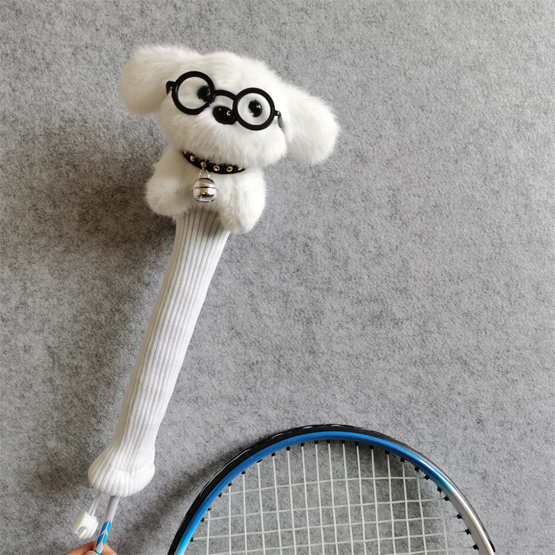 白犬バドミントンラケットハンドルカバーぬいぐるみグリッププロ - Badminton Anime のレビューと価格
