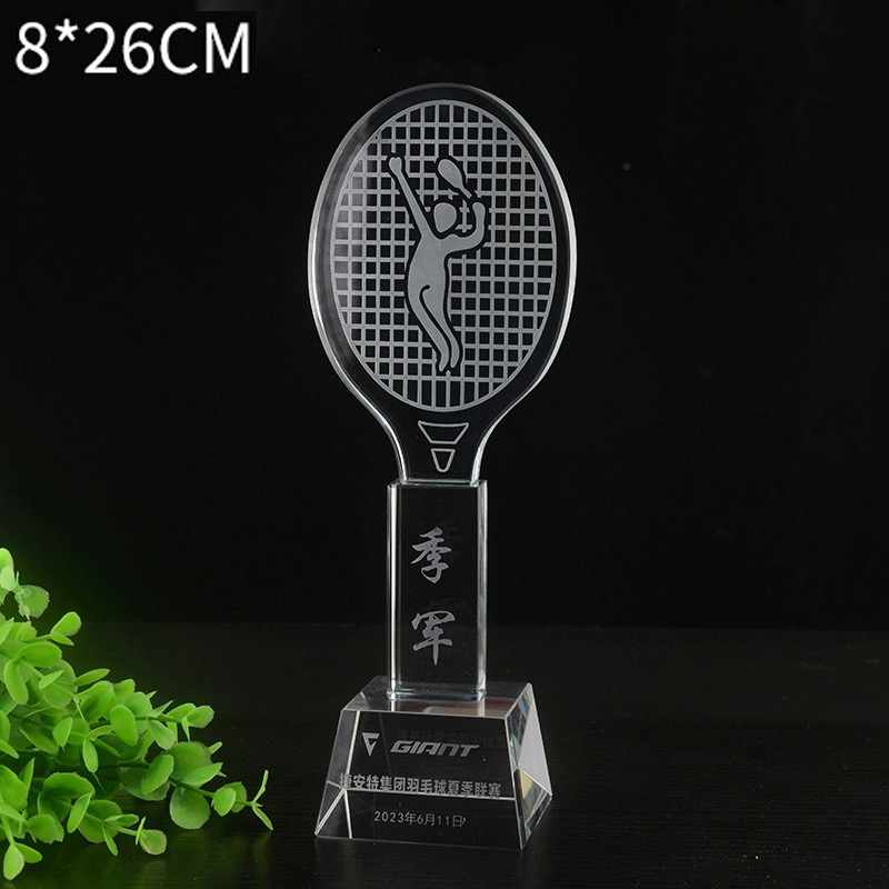 カスタマイズされたクリスタルトロフィー,バドミントンとテニス - Badminton Logo のレビューと価格